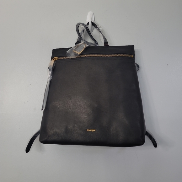 Margot Maggie Leather Back pack In Black - Picture 5 of 9